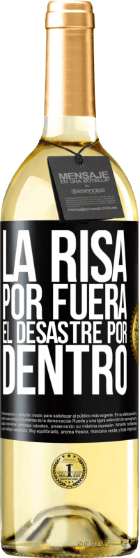 Envío gratis | Vino Blanco Edición WHITE La risa por fuera, el desastre por dentro Etiqueta Negra. Etiqueta personalizable Vino joven Cosecha 2023 Verdejo