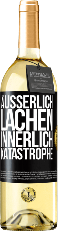 29,95 € Kostenloser Versand | Weißwein WHITE Ausgabe Äußerlich Lachen, innerlich Katastrophe Schwarzes Etikett. Anpassbares Etikett Junger Wein Ernte 2025 Verdejo