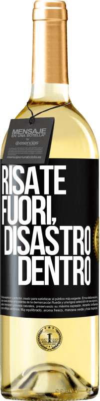 Spedizione Gratuita | Vino bianco Edizione WHITE Risate fuori, disastro dentro Etichetta Nera. Etichetta personalizzabile Vino giovane Raccogliere 2023 Verdejo