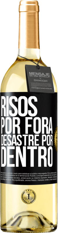 29,95 € Envio grátis | Vinho branco Edição WHITE Risos por fora, desastre por dentro Etiqueta Preta. Etiqueta personalizável Vinho jovem Colheita 2025 Verdejo