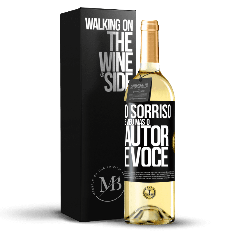 29,95 € Envio grátis | Vinho branco Edição WHITE O sorriso é meu, mas o autor é você Etiqueta Preta. Etiqueta personalizável Vinho jovem Colheita 2023 Verdejo