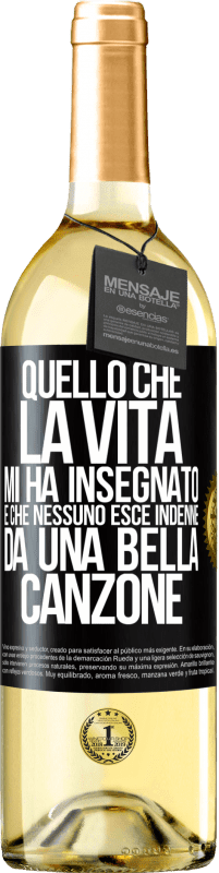 29,95 € | Vino bianco Edizione WHITE Quello che la vita mi ha insegnato è che nessuno esce indenne da una bella canzone Etichetta Nera. Etichetta personalizzabile Vino giovane Raccogliere 2024 Verdejo