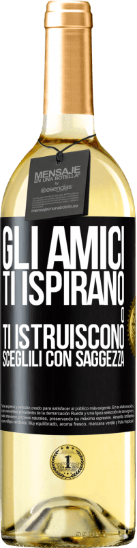 Spedizione Gratuita | Vino bianco Edizione WHITE Gli amici ti ispirano o ti istruiscono. Sceglili con saggezza Etichetta Nera. Etichetta personalizzabile Vino giovane Raccogliere 2023 Verdejo