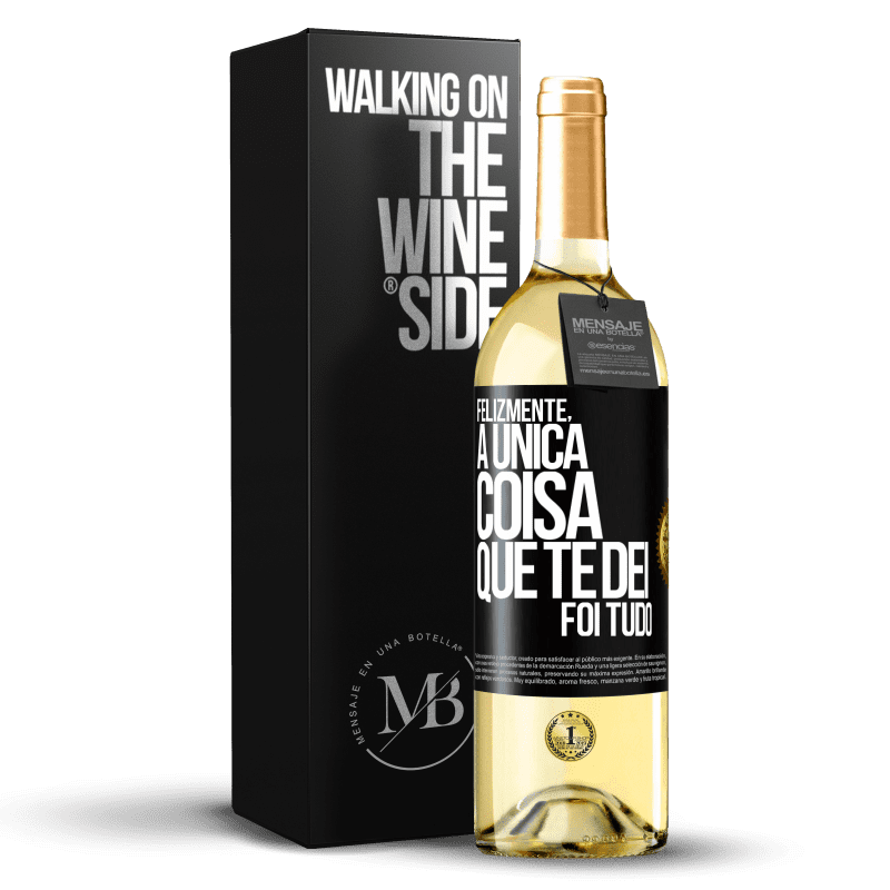 29,95 € Envio grátis | Vinho branco Edição WHITE Felizmente, a única coisa que te dei foi tudo Etiqueta Preta. Etiqueta personalizável Vinho jovem Colheita 2023 Verdejo