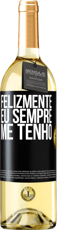 Envio grátis | Vinho branco Edição WHITE Felizmente eu sempre me tenho Etiqueta Preta. Etiqueta personalizável Vinho jovem Colheita 2023 Verdejo