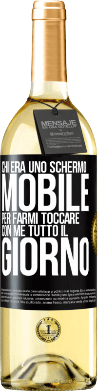 Spedizione Gratuita | Vino bianco Edizione WHITE Chi era uno schermo mobile per farmi toccare con me tutto il giorno Etichetta Nera. Etichetta personalizzabile Vino giovane Raccogliere 2023 Verdejo