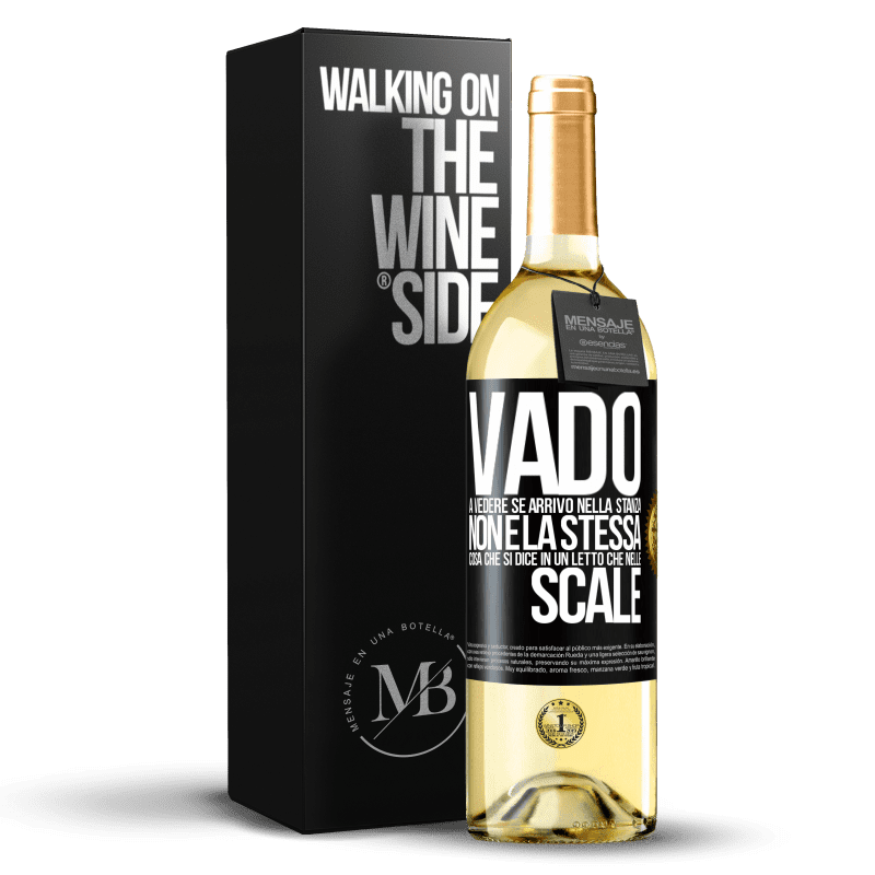 29,95 € Spedizione Gratuita | Vino bianco Edizione WHITE Vado a vedere se arrivo nella stanza. Non è la stessa cosa che si dice in un letto che nelle scale Etichetta Nera. Etichetta personalizzabile Vino giovane Raccogliere 2023 Verdejo