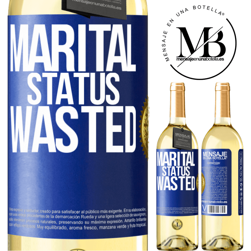 29,95 € Free Shipping | White Wine WHITE Edition Marital status: wasted Blue Label. Customizable label Young wine Harvest 2025 Verdejo