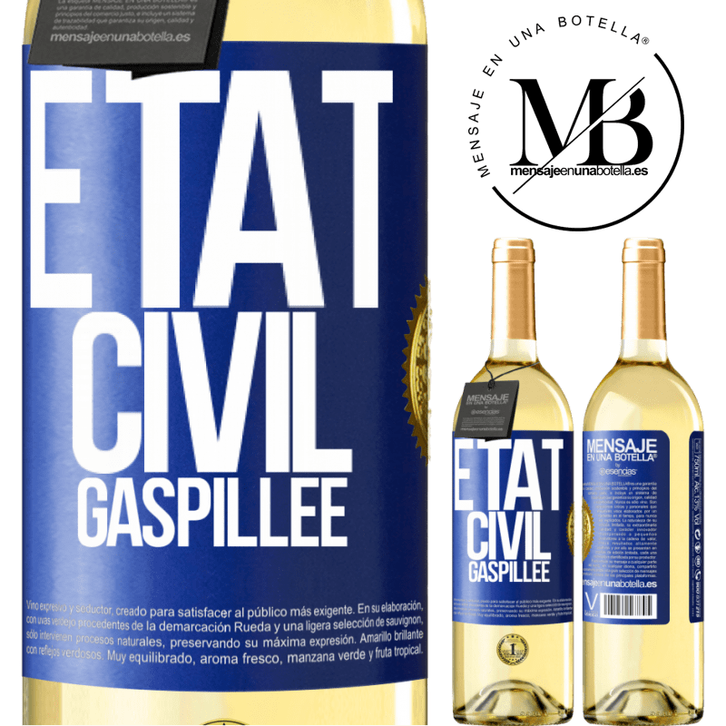 29,95 € Envoi gratuit | Vin blanc Édition WHITE État civil: gaspillée Étiquette Bleue. Étiquette personnalisable Vin jeune Récolte 2023 Verdejo