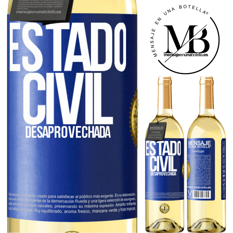 29,95 € Envío gratis | Vino Blanco Edición WHITE Estado civil: desaprovechada Etiqueta Azul. Etiqueta personalizable Vino joven Cosecha 2023 Verdejo