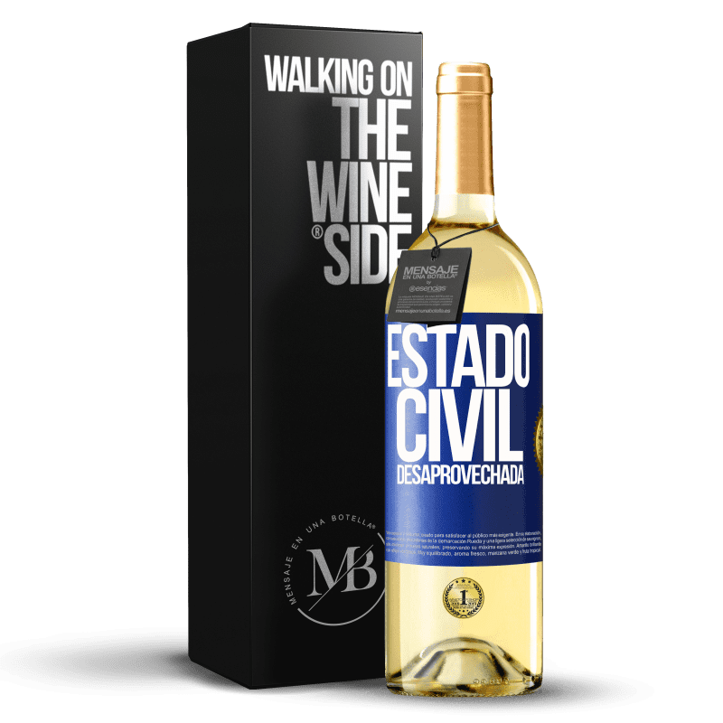 29,95 € Envío gratis | Vino Blanco Edición WHITE Estado civil: desaprovechada Etiqueta Azul. Etiqueta personalizable Vino joven Cosecha 2025 Verdejo