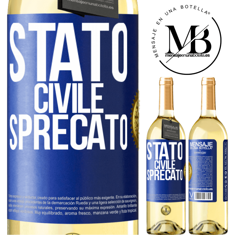 29,95 € Spedizione Gratuita | Vino bianco Edizione WHITE Stato civile: sprecato Etichetta Blu. Etichetta personalizzabile Vino giovane Raccogliere 2023 Verdejo