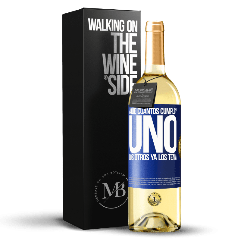 29,95 € Envoi gratuit | Vin blanc Édition WHITE ¿Quel âge j'ai? UN. Les autres les avaient déjà Étiquette Bleue. Étiquette personnalisable Vin jeune Récolte 2022 Verdejo