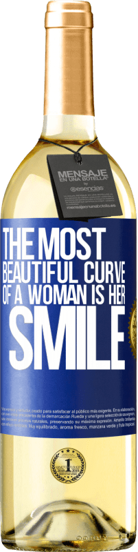 29,95 € | Белое вино Издание WHITE Самая красивая кривая женщины - это ее улыбка Синяя метка. Настраиваемая этикетка Молодое вино Урожай 2023 Verdejo