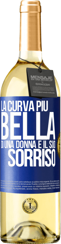 29,95 € | Vino bianco Edizione WHITE La curva più bella di una donna è il suo sorriso Etichetta Blu. Etichetta personalizzabile Vino giovane Raccogliere 2024 Verdejo