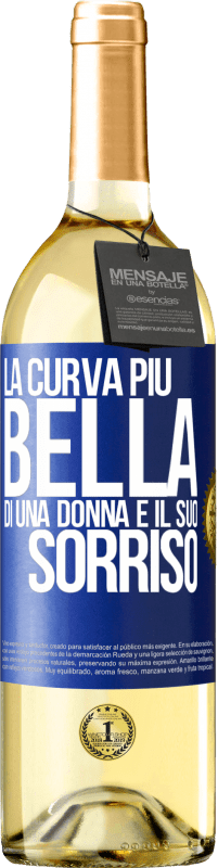 29,95 € | Vino bianco Edizione WHITE La curva più bella di una donna è il suo sorriso Etichetta Blu. Etichetta personalizzabile Vino giovane Raccogliere 2025 Verdejo