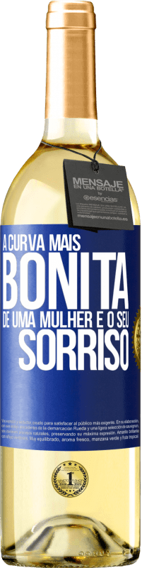 29,95 € Envio grátis | Vinho branco Edição WHITE A curva mais bonita de uma mulher é o seu sorriso Etiqueta Azul. Etiqueta personalizável Vinho jovem Colheita 2025 Verdejo