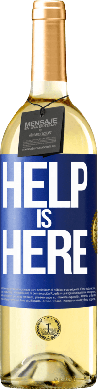 29,95 € Envío gratis | Vino Blanco Edición WHITE Help is Here Etiqueta Azul. Etiqueta personalizable Vino joven Cosecha 2025 Verdejo