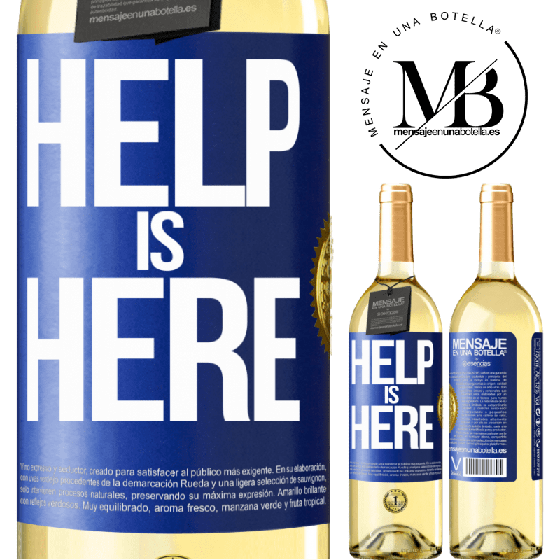29,95 € Envío gratis | Vino Blanco Edición WHITE Help is Here Etiqueta Azul. Etiqueta personalizable Vino joven Cosecha 2024 Verdejo