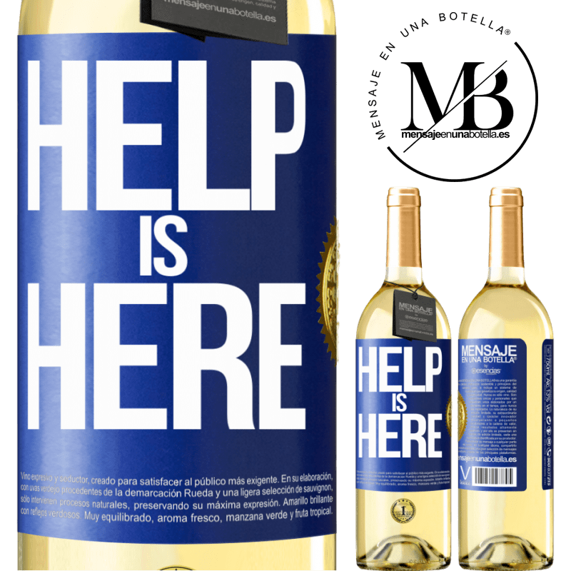 29,95 € Envio grátis | Vinho branco Edição WHITE Help is Here Etiqueta Azul. Etiqueta personalizável Vinho jovem Colheita 2024 Verdejo