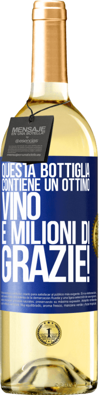 29,95 € | Vino bianco Edizione WHITE Questa bottiglia contiene un ottimo vino e milioni di GRAZIE! Etichetta Blu. Etichetta personalizzabile Vino giovane Raccogliere 2023 Verdejo