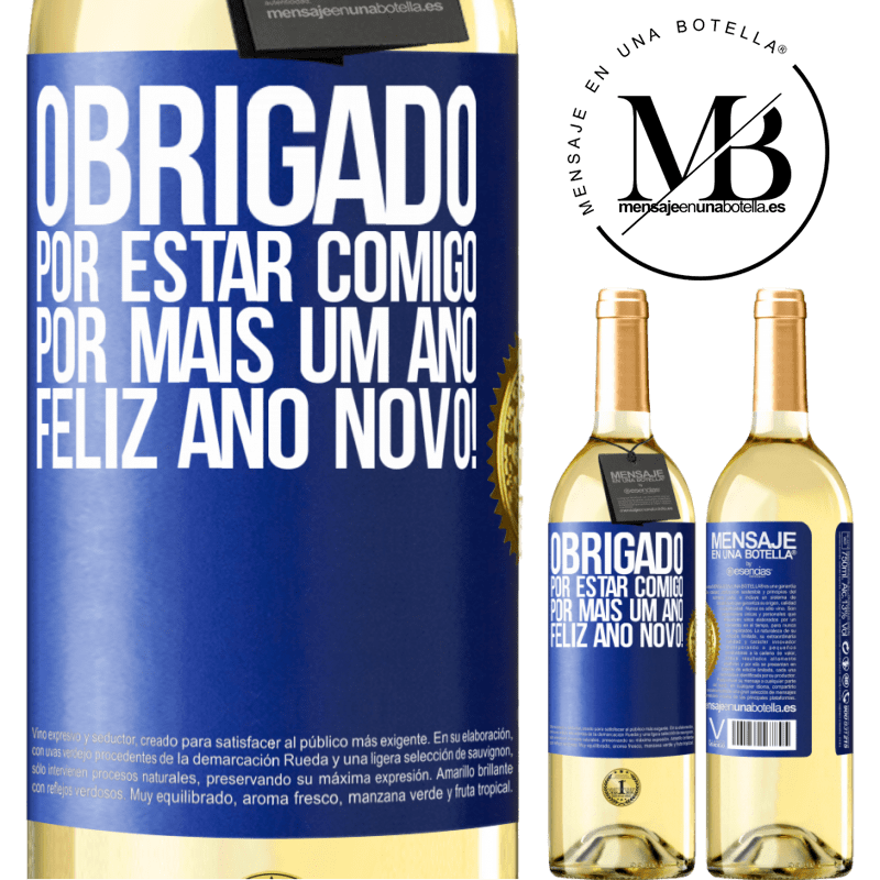 29,95 € Envio grátis | Vinho branco Edição WHITE Obrigado por estar comigo por mais um ano. Feliz Ano Novo! Etiqueta Azul. Etiqueta personalizável Vinho jovem Colheita 2024 Verdejo