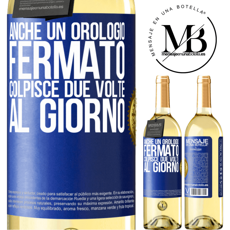 29,95 € Spedizione Gratuita | Vino bianco Edizione WHITE Anche un orologio fermato colpisce due volte al giorno Etichetta Blu. Etichetta personalizzabile Vino giovane Raccogliere 2023 Verdejo