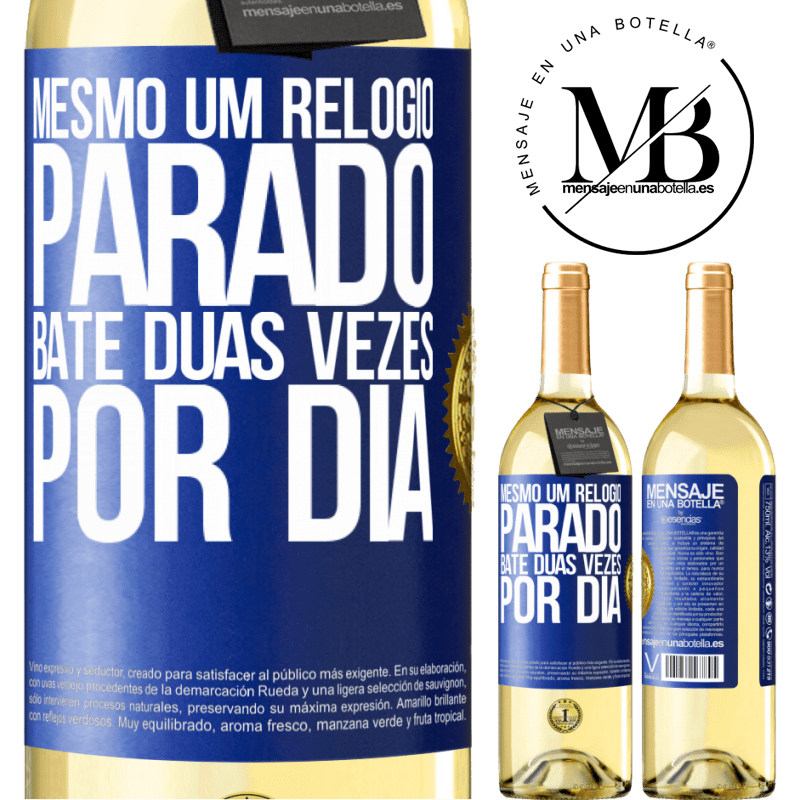 29,95 € Envio grátis | Vinho branco Edição WHITE Mesmo um relógio parado bate duas vezes por dia Etiqueta Azul. Etiqueta personalizável Vinho jovem Colheita 2023 Verdejo