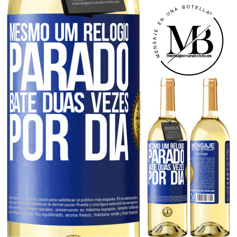 29,95 € Envio grátis | Vinho branco Edição WHITE Mesmo um relógio parado bate duas vezes por dia Etiqueta Azul. Etiqueta personalizável Vinho jovem Colheita 2025 Verdejo