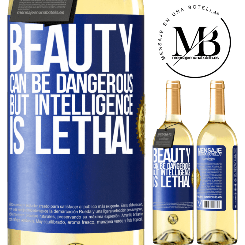 29,95 € Free Shipping | White Wine WHITE Edition Beauty can be dangerous, but intelligence is lethal Blue Label. Customizable label Young wine Harvest 2024 Verdejo
