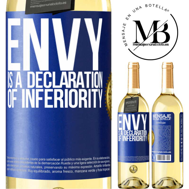 29,95 € Free Shipping | White Wine WHITE Edition Envy is a declaration of inferiority Blue Label. Customizable label Young wine Harvest 2022 Verdejo