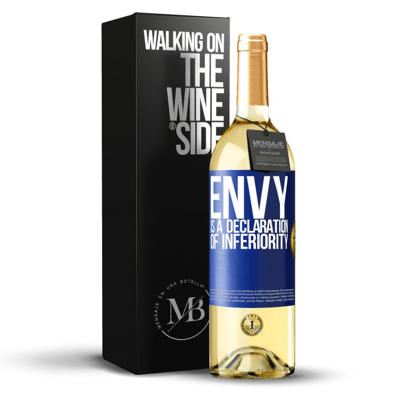 29,95 € Free Shipping | White Wine WHITE Edition Envy is a declaration of inferiority Blue Label. Customizable label Young wine Harvest 2025 Verdejo