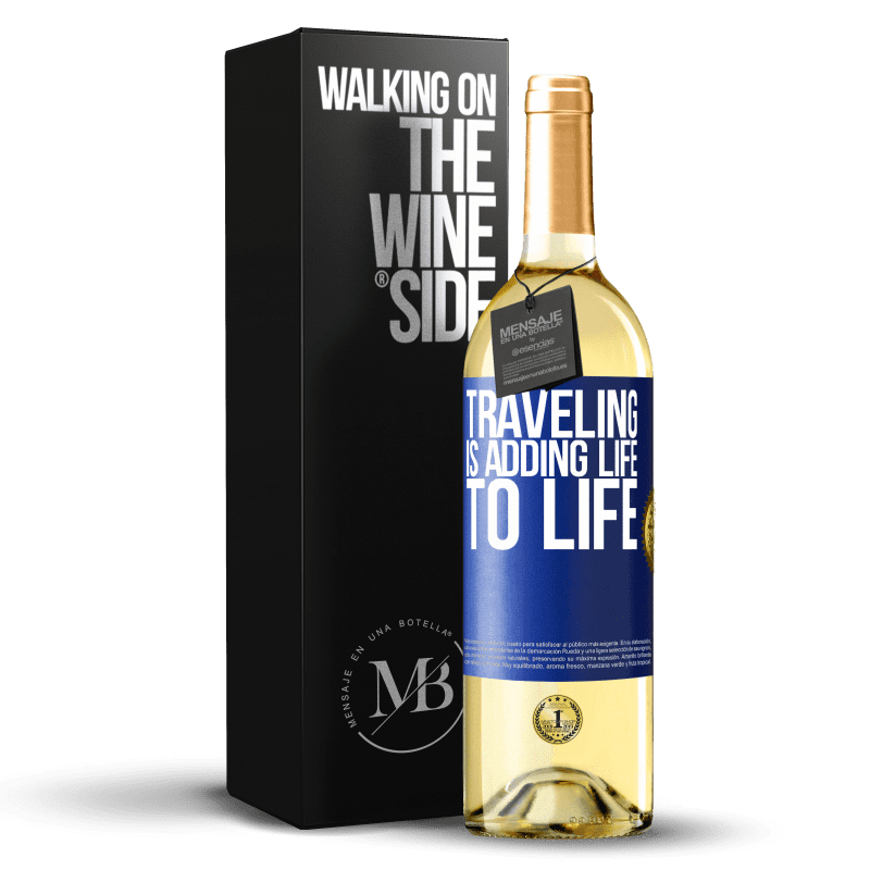 29,95 € Free Shipping | White Wine WHITE Edition Traveling is adding life to life Blue Label. Customizable label Young wine Harvest 2022 Verdejo