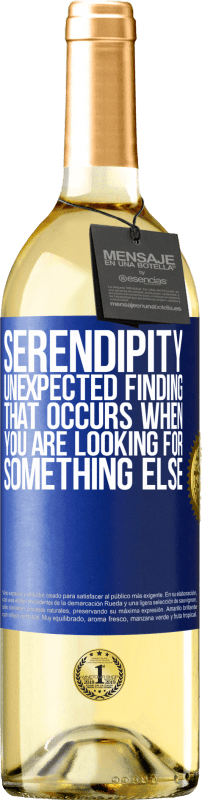 29,95 € Free Shipping | White Wine WHITE Edition Serendipity Unexpected finding that occurs when you are looking for something else Blue Label. Customizable label Young wine Harvest 2023 Verdejo
