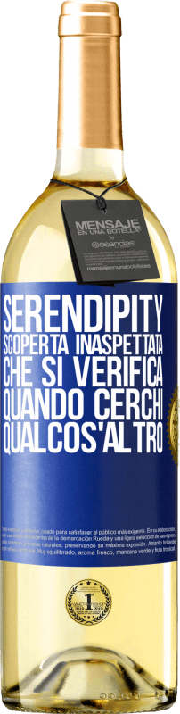 29,95 € Spedizione Gratuita | Vino bianco Edizione WHITE Serendipity. Scoperta inaspettata che si verifica quando cerchi qualcos'altro Etichetta Blu. Etichetta personalizzabile Vino giovane Raccogliere 2024 Verdejo