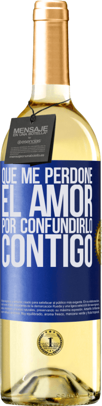 29,95 € | Vino Blanco Edición WHITE Que me perdone el amor por confundirlo contigo Etiqueta Azul. Etiqueta personalizable Vino joven Cosecha 2024 Verdejo