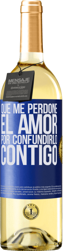 29,95 € Envío gratis | Vino Blanco Edición WHITE Que me perdone el amor por confundirlo contigo Etiqueta Azul. Etiqueta personalizable Vino joven Cosecha 2025 Verdejo