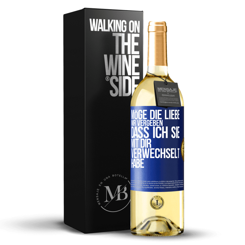 29,95 € Kostenloser Versand | Weißwein WHITE Ausgabe Möge die Liebe mir vergeben, dass ich sie mit dir verwechselt habe Blaue Markierung. Anpassbares Etikett Junger Wein Ernte 2023 Verdejo