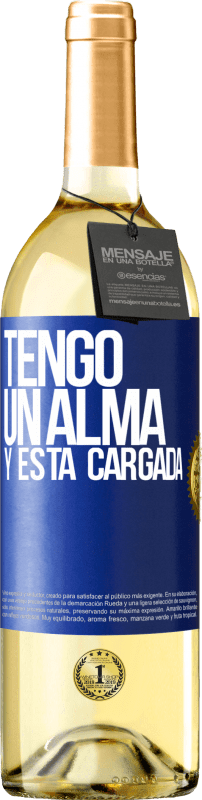 29,95 € Spedizione Gratuita | Vino bianco Edizione WHITE Tengo un alma y está cargada Etichetta Blu. Etichetta personalizzabile Vino giovane Raccogliere 2024 Verdejo