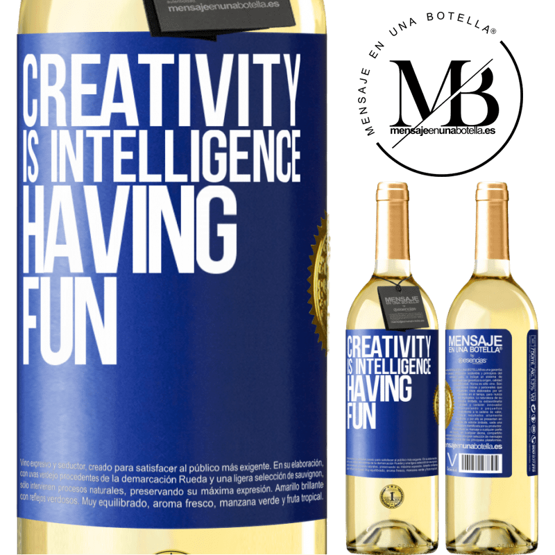 29,95 € Free Shipping | White Wine WHITE Edition Creativity is intelligence having fun Blue Label. Customizable label Young wine Harvest 2023 Verdejo