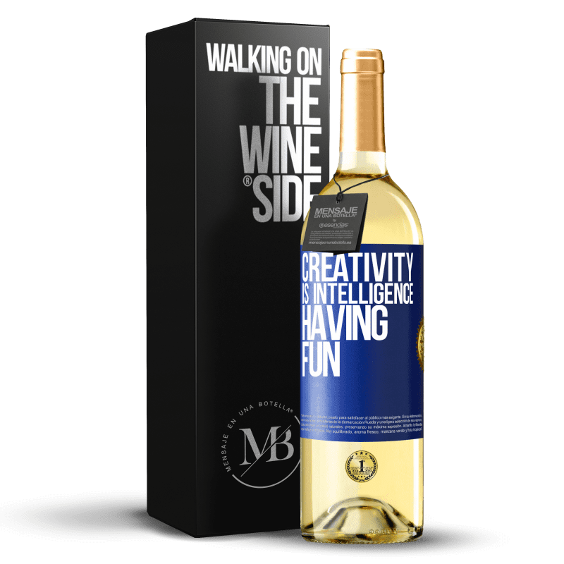 29,95 € Free Shipping | White Wine WHITE Edition Creativity is intelligence having fun Blue Label. Customizable label Young wine Harvest 2024 Verdejo