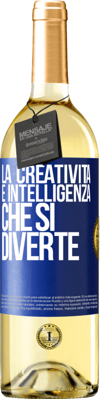 29,95 € | Vino bianco Edizione WHITE La creatività è intelligenza che si diverte Etichetta Blu. Etichetta personalizzabile Vino giovane Raccogliere 2023 Verdejo