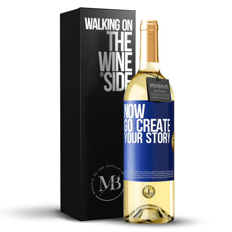 29,95 € 送料無料 | 白ワイン WHITEエディション Now, go create your story 青いタグ. カスタマイズ可能なラベル 若いワイン 収穫 2023 Verdejo