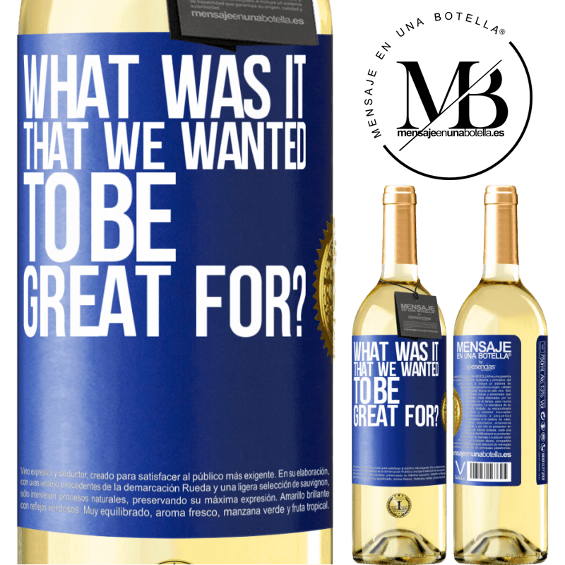 29,95 € Free Shipping | White Wine WHITE Edition what was it that we wanted to be great for? Blue Label. Customizable label Young wine Harvest 2022 Verdejo