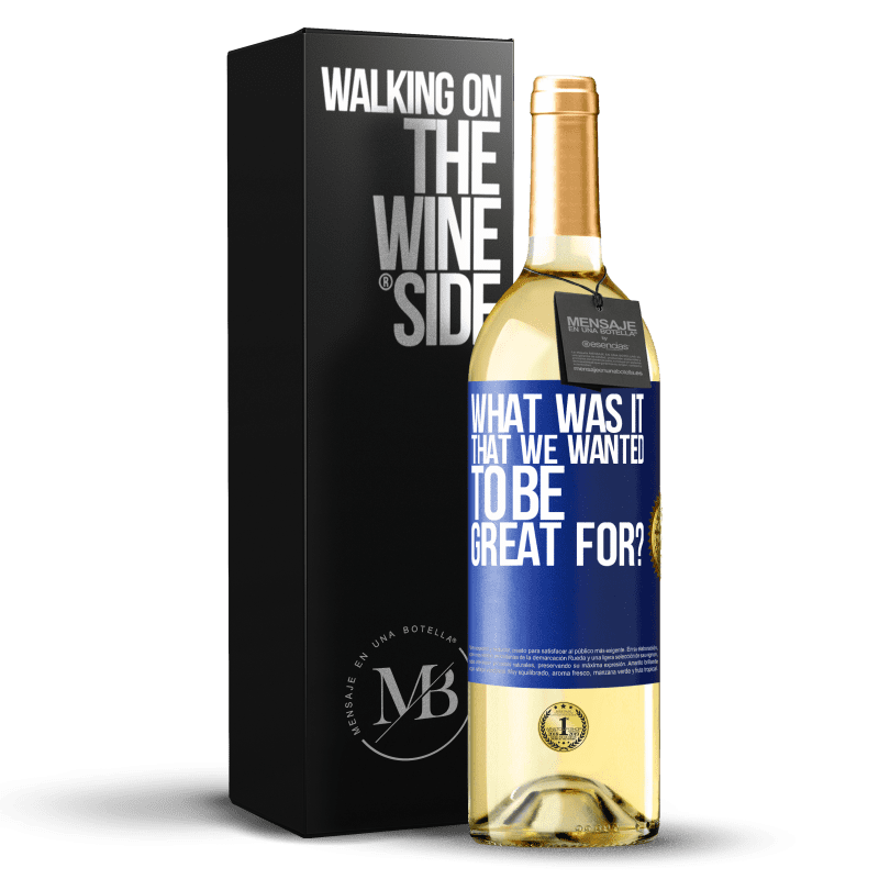 29,95 € Free Shipping | White Wine WHITE Edition what was it that we wanted to be great for? Blue Label. Customizable label Young wine Harvest 2025 Verdejo