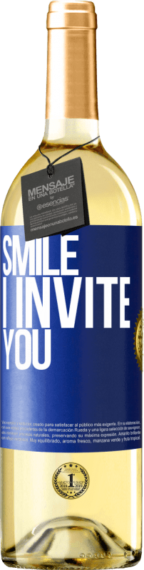 Free Shipping | White Wine WHITE Edition Smile I invite you Blue Label. Customizable label Young wine Harvest 2023 Verdejo