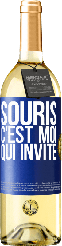 29,95 € Envoi gratuit | Vin blanc Édition WHITE Souris, c'est moi qui invite Étiquette Bleue. Étiquette personnalisable Vin jeune Récolte 2023 Verdejo
