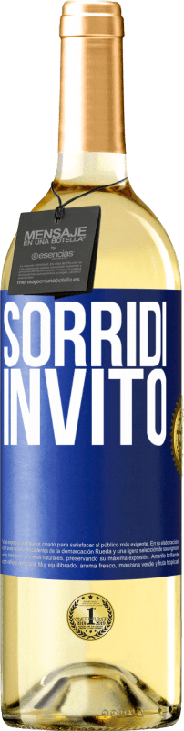 Spedizione Gratuita | Vino bianco Edizione WHITE Sorridi, invito Etichetta Blu. Etichetta personalizzabile Vino giovane Raccogliere 2023 Verdejo