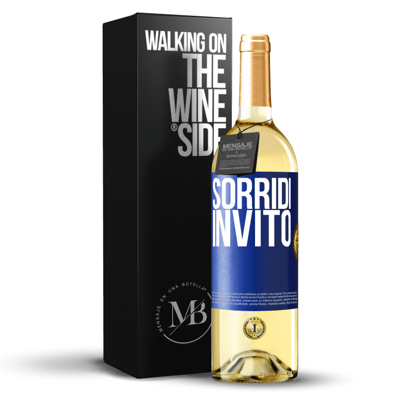 29,95 € Spedizione Gratuita | Vino bianco Edizione WHITE Sorridi, invito Etichetta Blu. Etichetta personalizzabile Vino giovane Raccogliere 2023 Verdejo