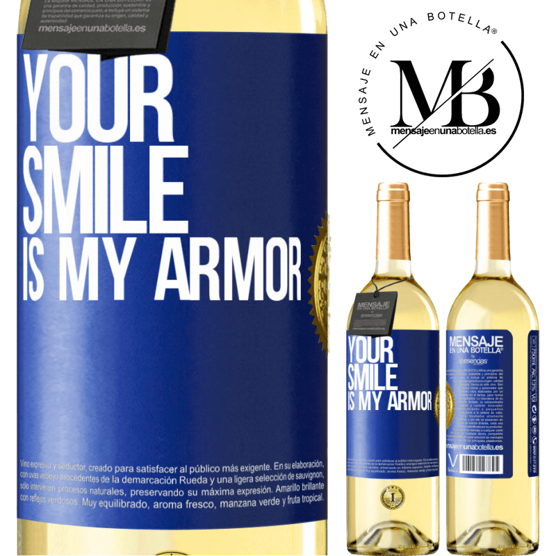 29,95 € Free Shipping | White Wine WHITE Edition Your smile is my armor Blue Label. Customizable label Young wine Harvest 2023 Verdejo